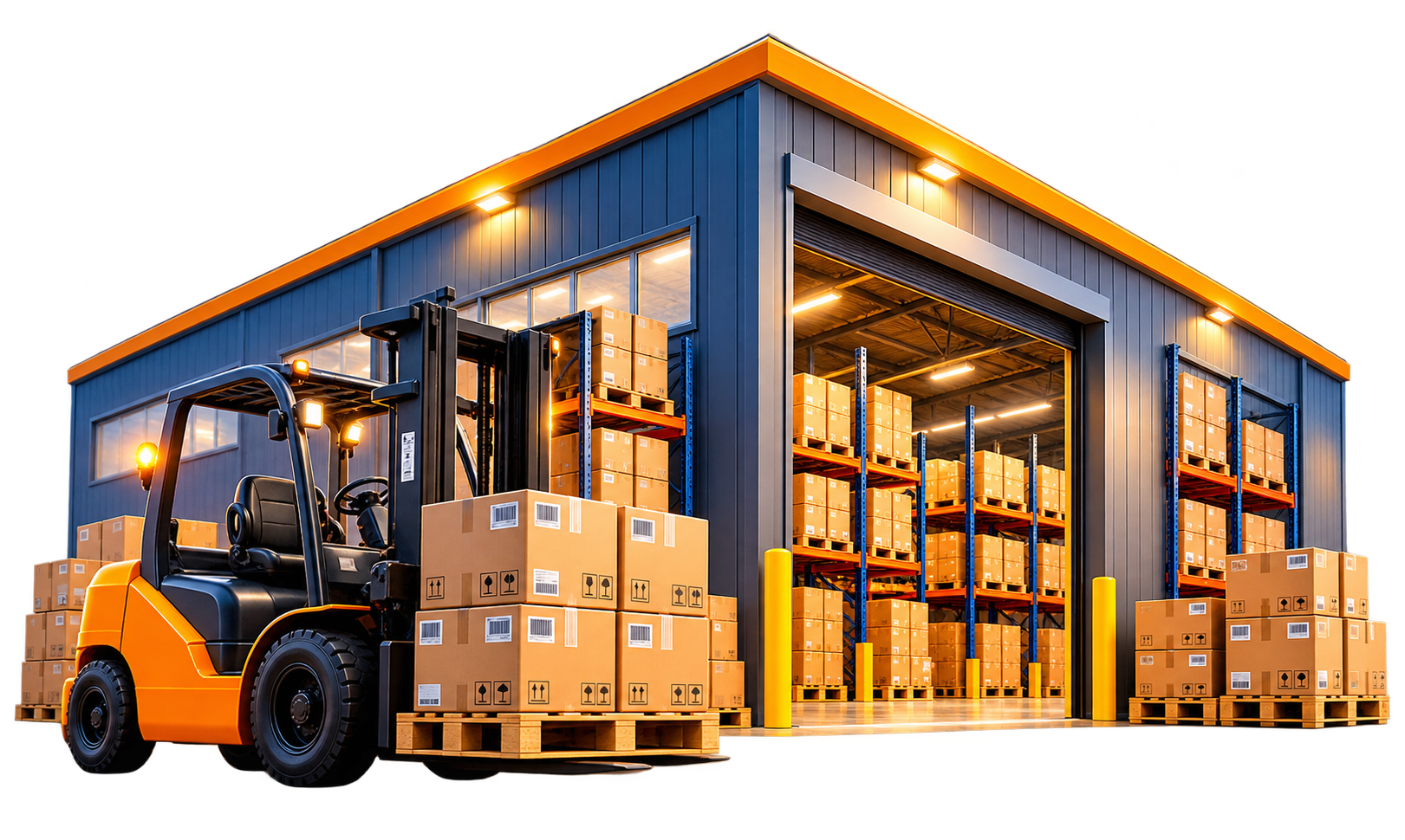 Warehouse with forklift